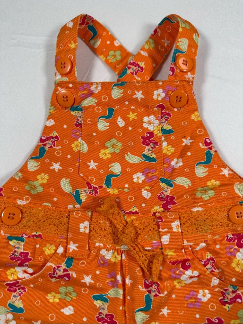 THE WONDERFUL WORLD OF DISNEY Girls Ariel Little Mermaid Overalls 12M Princess